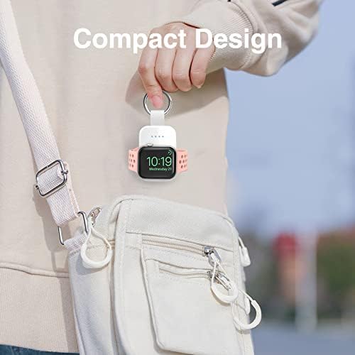 i.VALUX Compact Wireless Charger for Apple Watch – Keychain-Friendly 1000 m Ah Power Bank, Fast Magnetic Charging for Series 10/9/8/Ultra/7/6/5/4/3/2/SE – Perfect Travel Companion & Birthday Gift for Her – Sleek White Design