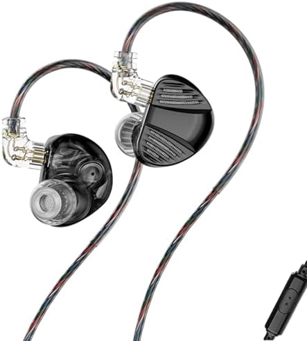 TRN V10 Pro High-Fidelity Wired Earbuds – Premium Dual Driver IEMs for Superior Audio Fidelity, Detachable Cable for Customization, Ergonomic Comfort for Extended Wear, Sleek Black Finish Ideal for Musicians, Audiophiles, and Video Conferencing
