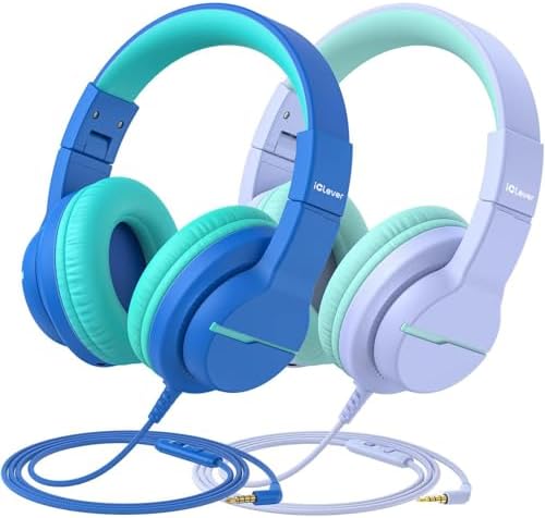 i Clever Kids Headphones: Safe 85 d B Volume-Limited Over-Ear Stereo Sound for Children – Foldable, Lightweight, and Compatible with i Pads and Computers for Easy Travel and Learning
