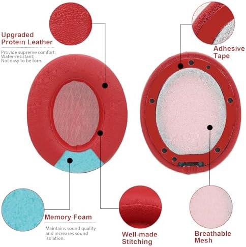 Upgrade Your Audio Experience with Premium Noise-Isolating Memory Foam Ear Pads for Studio 2 & 3 Headphones – Waterproof Protein Leather Cushions in Blue for Unmatched Comfort and Enhanced Sound Quality