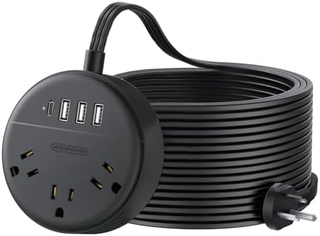 Stylish 25 ft Rose Pink Extension Cord by NTONPOWER – Flat Plug Power Strip with 3 AC Outlets & 2 USB Ports, Versatile Wall Mount Charging Station for Home, Dorm, or Office – ETL Certified for Enhanced Safety and Performance
