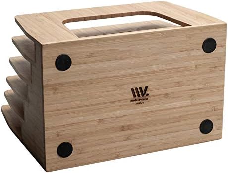 Eco-Conscious Bamboo Multi-Device Organizer: Five-Slot Desk Solution for Laptops, Tablets, and Smartphones – Streamlined Charging & Tidy Cable Management for a Sophisticated Workspace, Lightweight & Travel-Friendly