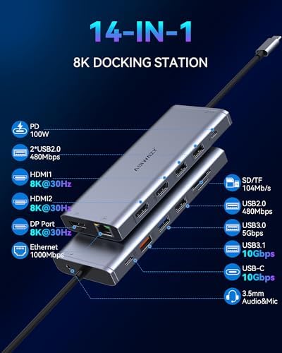 Transform Your Workspace with the Ultimate 9-in-1 USB C Hub Multiport Adapter for Mac Book Pro & Air – High-Speed 4 K HDMI Output, 100 W Power Delivery, and Effortless Connectivity for i Pad Pro, i Mac, and More – Enhance Productivity with 5 USB Ports and SD/TF Card Reader for Seamless Data Transfer and File Access