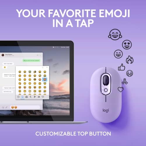 Logitech POP Wireless Mouse in Heartbreaker Rose – Customizable Emojis, Silent Click Technology, Precision Scrolling & Multi-Device Compatibility for Effortless Navigation and Personal Expression