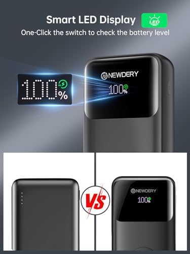 NEWDERY 20000 m Ah High-Capacity Portable Charger with Built-in Cables – Fast PD 20 W Power Bank for Apple Watch, i Phones, i Pads, and Samsung Devices – Ultimate Travel Companion for Uninterrupted Power and Enhanced Compatibility