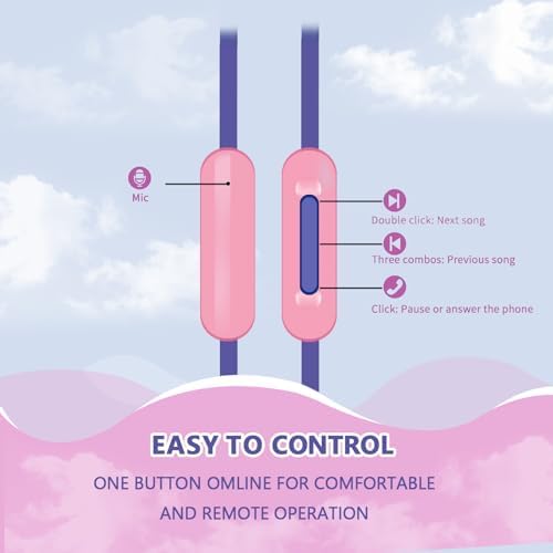 Vibrant Purple Donut Kids Earbuds – Comfortable In-Ear Headphones with Built-In Microphone and Storage Case for School Use – Perfect Wired Earphones for Learning, Play, and Active Lifestyles – Enhanced Compatibility with Multiple Devices