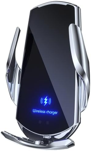 Revolutionary Wireless Car Charger Mount – Fast Qi Charging for i Phone, Android & Qi Devices with Auto-Clamping System – 360° Rotatable Phone Holder in Sleek Silver Finish – Effortless Convenience for Navigating & Driving