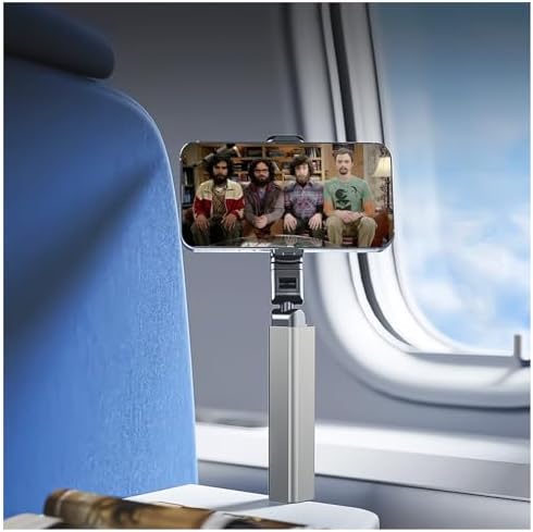 Compact Airplane Travel Phone Mount with 1.57″ Wider Base Clamp – Essential Pocket-Sized Cell Phone Holder for Desk & Flying, Ideal Plane Travel Accessories-Silver (Silver) – Enhanced Compatibility and Speed