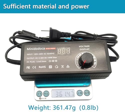 Universal 72 W Adjustable AC/DC Power Supply with LED Voltage Display – Minidodoca 3 V-24 V Adapter for Efficient Household Electronics Charging – 3000 m A Output with 16 Interchangeable Tips for Maximum Compatibility and Convenience