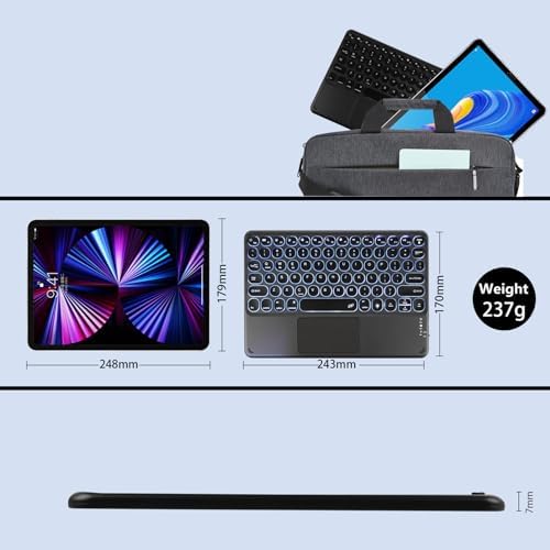 Compact Bluetooth Keyboard for On-the-Go Typing | Rechargeable 10-Inch Wireless Keyboard for Android, i OS & Windows Devices | Sleek, Lightweight Design for Effortless Portability | Perfect for Tablets & Smartphones | Enhance Your Mobile Productivity with Quiet Typing Experience