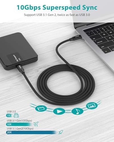 NIMASO USB C 3.1 Gen 2 Cable – 10 Gbps Data Transfer & 4 K Video Output | 100 W PD Fast Charging for i Phone 16, Mac Book, i Pad Pro 2020 & More | Ultimate Versatility for Modern Devices | Unmatched Durability & Speed for Seamless Connectivity