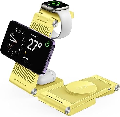 Innovative 3-in-1 Magnetic Wireless Charging Station – Premium Foldable Dock for i Phone 16/15/14/13/12, Apple Watch Ultra/Series 9-2, and Air Pods – Ultimate Travel-Friendly Power Hub with Superior Rapid Charging for Tech Savvy Professionals and On-the-Go Users