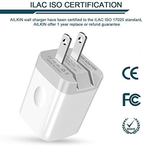 AILKIN 3 Pack Foldable Wall Charger – Dual USB Fast Charging Block for i Phone 16/15/14/13/12/11 & Android Devices – Compact AC Adapter for Enhanced Portability & Speed – Ideal for Home, Office, & Travel – Safety Features for Overcharge Protection