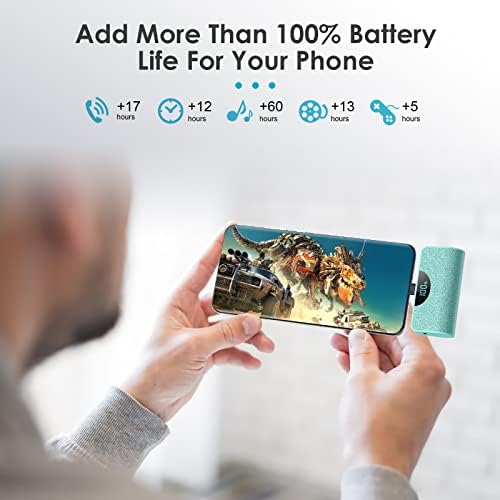 Ultra-Compact 5200 m Ah USB-C Power Bank with LCD Display – Fast-Charging Portable Charger for i Phone 15, Samsung, Google Pixel & Android Devices – Stylish Purple Battery Pack for On-the-Go Power Solutions