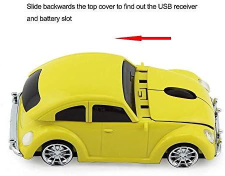 VW Beetle Wireless Sports Car Mouse – Fun & Functional 2.4 GHz Optical Mouse for Computers & Laptops, Ergonomic Design with LED Light, Glossy Finish, Perfect for Home & Office Use