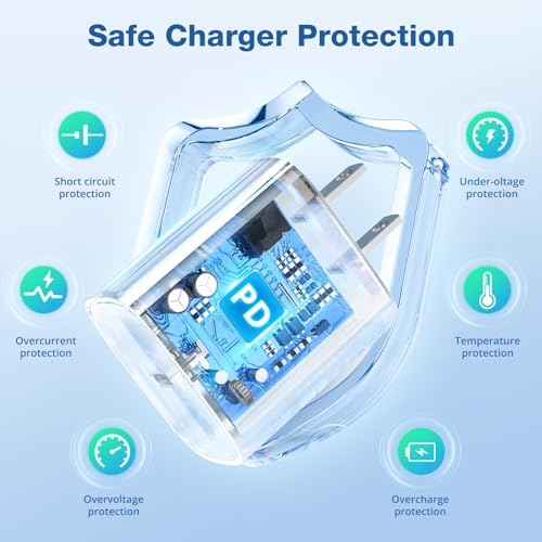 Rapid Charge 20 W USB-C Wall Charger Bundle for i Phone 16 & 15 Series – 4 Pack with 6 FT Cables for Pro Max, i Pad Pro Compatibility – Ultimate Power Solution for Home & Travel