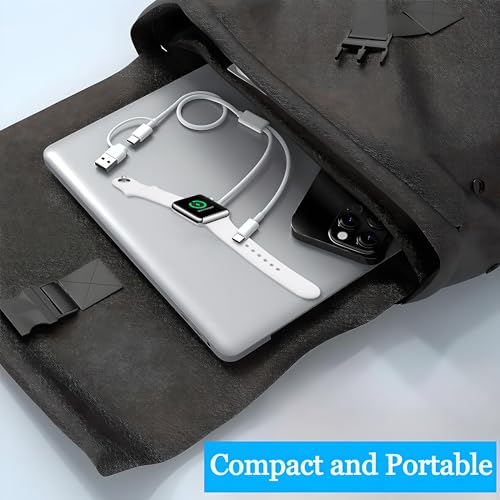 Ultimate 3-in-1 Portable Charger for Apple Watch & i Phone | Fast-Charging Cable Compatible with All Apple Devices Including i Pad, Air Pods, and Mac Book | Compact 1.3 ft Design for Maximum Portability and Enhanced Charging Speed | Reliable Accessory for On-the-Go Power Needs