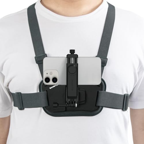Hands-Free Phone Chest Mount Harness for Action Cameras & Smartphones – Ultimate POV Filming Accessory with Adjustable Straps for i Phone, Samsung, Go Pro, DJI Osmo, and More – Lightweight, Durable Design for All-Day Comfort and Versatile Shooting Angles – Quick-Release Buckle for Effortless Device Attachment – Capture Every Adventure Securely and Easily