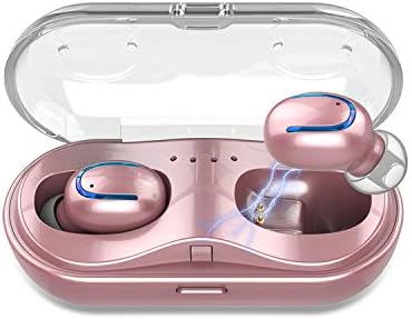 Sleek Rose Gold Mini Wireless Earbuds – Bluetooth 5.0 TWS Headphones with IPX7 Waterproof Rating, Hi-Fi Stereo Sound & Compact Charging Case for Seamless Audio on i Phone, Samsung & Android Devices – Perfect for Sports & Daily Use
