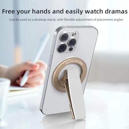 Revolutionary Dual-Function Magnetic Phone Grip & Kickstand – Ultimate 2-in-1 Holder with Adjustable Silicone Finger Strap for i Phones, Androids & More (Vibrant Orange) – Exceptional Stability, Ergonomic Comfort & Versatile Viewing Angles