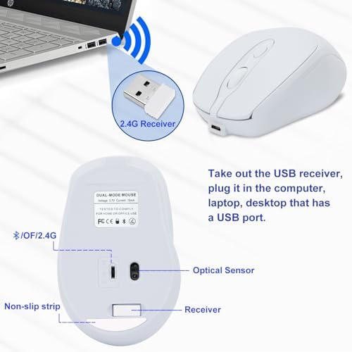 Sleek Silent Rechargeable Wireless Mouse – Ergonomic Light Green Design for Laptop, i Pad, Mac Book, Surface Pro, and More – Perfect for Travel and Everyday Use with Dual Mode Bluetooth Compatibility