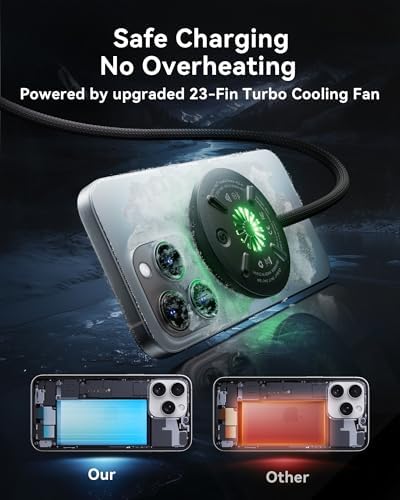 INIU Qi2 Certified Magnetic Wireless Charging Pad with Cooling Fan – 15 W Fast Charger for i Phone 16/15/14/13/12 Series & Air Pods – Sleek Design with Adapter Included for Ultimate Convenience and Efficiency