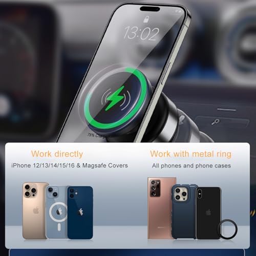 15 W Wireless Charger Suction Phone Holder – Versatile Magnetic Vacuum Mount for All Smartphones – Perfect for Car, Gym, Mirror, and Shower Use – Fast Charging with Enhanced Stability for On-the-Go Convenience