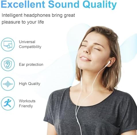 USB-C Wired Earbuds for i Phone 16/15 & Galaxy S22/S21/S20 – Premium Noise-Cancelling Headphones with Built-in Microphone and Ergonomic Design – Tangle-Free Comfort for Enhanced Sound Quality & Versatile Device Compatibility
