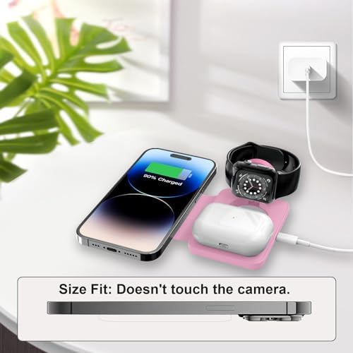 Miady 3-in-1 Magnetic Wireless Charging Station – Ultra-Fast 18 W Travel Charger for i Phone 15/14/13/12 Pro Max, Apple Watch Series Ultra/8/7/6/5/4/3/2/SE, and Air Pods 3/2 – Compact, Portable Design for Effortless Charging and Unmatched Device Compatibility