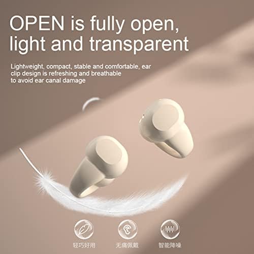 Revolutionize Your Listening Experience with Open Ear Wireless Bluetooth Ear Clip Bone Conduction Headphones – Lightweight Nude Color Earbuds for Active Lifestyles – Stay Aware and Connected with Enhanced Compatibility and Speed