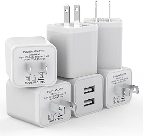 i GENJUN 5-Pack Dual USB Wall Charger – Ultra-Compact 2.4 A Fast Charging Adapter for i Phone 15 Series, Samsung Galaxy, Google Pixel, LG & Android Devices – Efficient Multi-Device Charging Solution for Home and Travel – Reliable Power Plug for On-the-Go Charging Needs