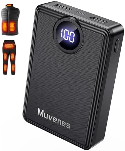 Ultimate 12000 m Ah Heated Vest Power Bank – High-Efficiency Portable Charger with LED Display for USB Heated Clothing – Reliable Energy Source for Outdoor Adventures – Not Compatible with 7.4 V DC Devices – Stay Warm on the Go!