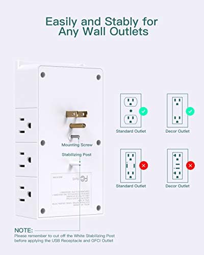 Addtam Surge Protector Power Strip – 12-Outlet Wall Mount Multi Plug Extender with 3 USB Ports (Including USB-C) for Home, Office & Travel – Space-Saving Design with Enhanced Safety Features and Fast Charging Capability