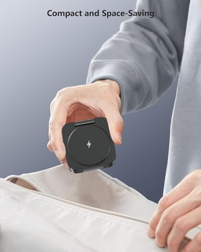 Antank 3-in-1 Magnetic Wireless Charging Station for Apple Devices – Compact Foldable Charger for i Phone 16/15/14/13/12, Air Pods Pro/2/3, and Apple Watch Series Ultra/SE/9/8/7/6/5/4/3/2/1 – Fast Charging, Enhanced Compatibility, Ideal for Travel and Home Use