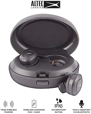 Altec Lansing True Evo+ Wireless Earbuds with 4-Hour Playtime and Portable Qi Charging Case – Seamless Bluetooth Access to Siri & Google Assistant – Waterproof Design for Active Lifestyles – Unmatched Comfort and Compatibility for Everyday Use
