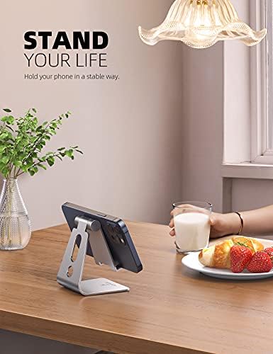 Lamicall Ergonomic Adjustable Smartphone Stand – Versatile Hands-Free Dock for i Phone 16, 15, 14, Plus, Pro Max, 13, 12, X, XS & All Android Phones (4-8″) – Sleek Black Finish with Anti-Slip Grip for Enhanced Efficiency and Comfort at Home or Office – Optimize Your Workspace with Customizable Viewing Angles and Superior Stability