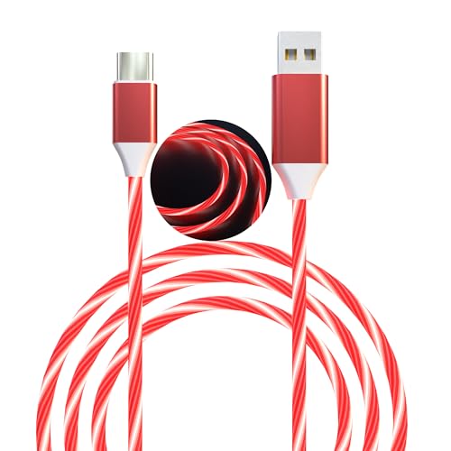Illuminate Your Charging Experience: 2-Pack 6.6 FT LED USB C Charging Cables for Fast, Compatible Power Boosting with Samsung Galaxy S21, S20, S10, S9, S8, Note 20, LG V30, G6 – Vibrant Light-Up Design for Effortless Usage and Enhanced Aesthetics