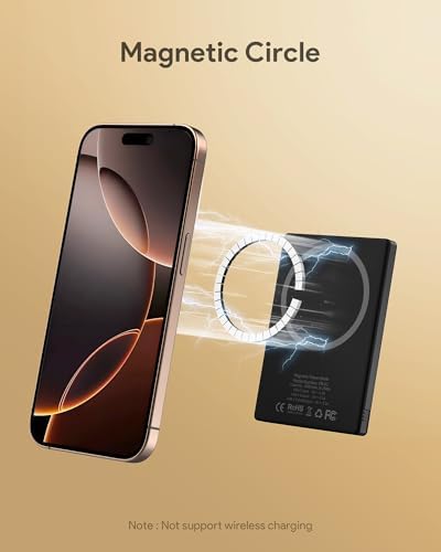 Magnetic Slim Power Bank for i Phone 16 & 15 Series, 5000 m Ah USB-C Fast Charging Portable Charger – Ultra-Compatible Battery Pack for Android and Samsung Devices with Effortless Magnetic Connection and Lightweight Design