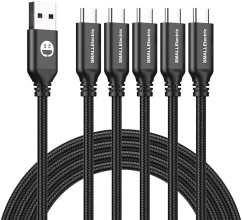 High-Speed USB Type-C Charging Cable 5 Pack – 3 A Quick Charger Cord for Samsung Galaxy S10, S9, S8 Plus & LG V50, V40, G8, G7 – Durable Braided 3 ft Cables in Sleek Silver Finish for Enhanced Performance and Flexibility