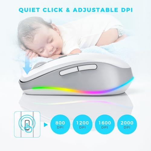 PEIOUS Rechargeable Wireless Mouse with LED – Innovative Jiggler Technology to Keep Your Computer Awake – Sleek Black Design for Optimal Comfort and Productivity