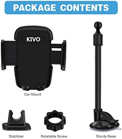 KIVO Universal Car Phone Mount – 29 cm Flexible Long Arm Holder for Dashboard & Windshield with One-Touch Access for i Phone, HTC, LG, Nexus, Nokia & GPS Devices – Ultimate Hands-Free Navigation Solution with 360-Degree Rotation and Sturdy Design