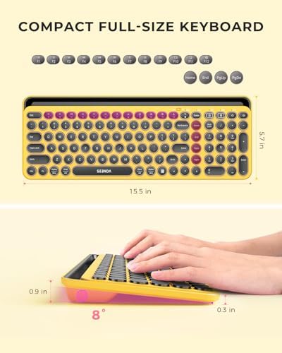 Elevate Your Typing with the Stylish seenda Bluetooth Typewriter Keyboard in Barbie Purple – Multi-Device Compatibility for i Pad, Android, Mac & Windows with Full Number Pad and Tablet Holder for Enhanced Productivity!