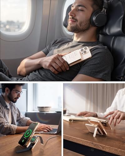 Revolutionary KU XIU 3-in-1 Mag-Safe Wireless Charging Station & Portable Power Bank – 5000 m Ah Fast Charger for i Phone 12-16, Apple Watch Ultra & Air Pods – Ultra-Compact, Foldable Design with Adjustable Viewing Stand for Effortless Travel – Advanced Compatibility & Intelligent Charging Solutions Explore the ultimate charging solution with the KU XIU 3-in-1 Mag-Safe Wireless Charger that seamlessly integrates a powerful 5000 m Ah battery, a versatile stand, and a cutting-edge charging station. Designed for modern travelers, this compact device supports i Phone 12-16 models, Apple Watch Ultra, and Air Pods, ensuring rapid 15 W wireless charging and 20 W PD for USB-C gadgets. The precision-engineered adjustable stand enhances your viewing experience while charging, making it perfect for entertainment on-the-go. Enjoy a sleek, foldable design that fits effortlessly in your pocket or bag, meeting aviation standards for hassle-free travel. With intelligent charging technology, prioritize device safety and longevity while enjoying a charging efficiency of up to 95%. Elevate your charging experience with the KU XIU – the perfect blend of style, practicality, and performance for today’s tech-savvy users.