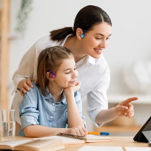 Revolutionary Bluetooth 5.2 Kids Headphones – Safe 85 d B Volume Limiting with Open Ear Design, IPX5 Waterproof for All Adventures, 20 Hours Playtime, Superior Stereo Sound with Built-in Mic – Perfect for School & Playtime in Chic Pink