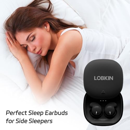 LOBKIN Bluetooth 5.4 Sleep Headphones – Specialized Noise-Canceling Earbuds for Side Sleepers – Discreet and Comfortable Design for Enhanced Sleep and Productivity – Ideal Wireless Solution for Travel, Relaxation, and Focused Work Sessions