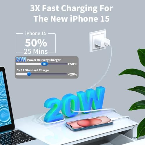 Linocell 20 W USB-C Wall Charger Duo with 6 FT MFi Certified Lightning Cable – Accelerated Charging for i Phone 14, 13, 12, 11 Pro Max & i Pad – Compact & Travel-Friendly Power Solution for Effortless Device Management