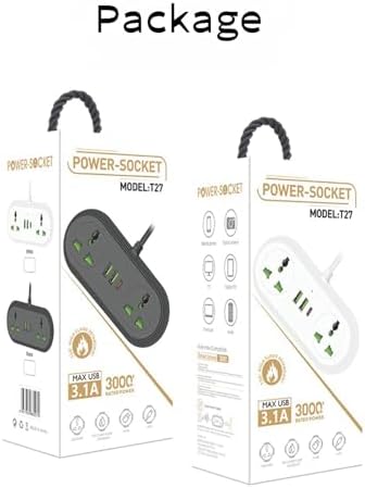 Universal Travel Power Strip Adapter with Dual AC Outlets & 3 USB Ports (1 USB-C) – COOFINE 6 ft International Charging Solution for Seamless Connectivity on Global Adventures, Portable Storage Bag Included for Easy Transport and Travel Convenience