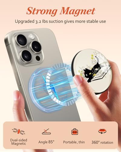 Chic Mushroom Mag Safe Phone Grip for Women – Trendy Ring Kickstand Holder for i Phone 16/15/14/13/12 Series – Stylish, Secure, and Functional Accessory for Texting, Selfies, and Streaming – Lightweight, Durable Design for Everyday Use