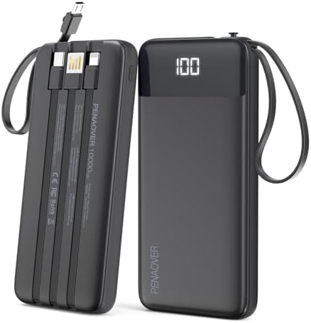 Ultimate 10000 m Ah Portable Power Bank with Built-in Charging Cable and LED Power Indicator – Travel-Ready External Battery Pack for i Phone 16/15, Samsung S22, and Android Devices – Unmatched Compatibility and Rapid Charging for On-the-Go Lifestyles