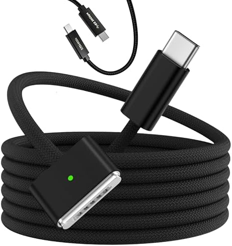 High-Performance 140 W USB-C to Mag Safe 3 Charging Cable – 6.6 Ft Nylon Braided for 2024 Mac Book Pro & Air Models – Rapid Power & 20 GB Data Transfer Adapter Included – Ultimate Flexibility & Durability for Professionals & Students